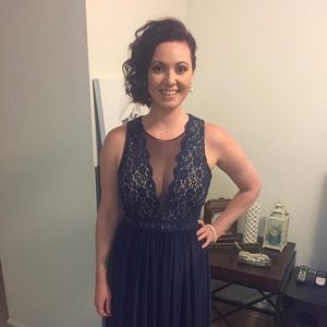 Navy sequin gown